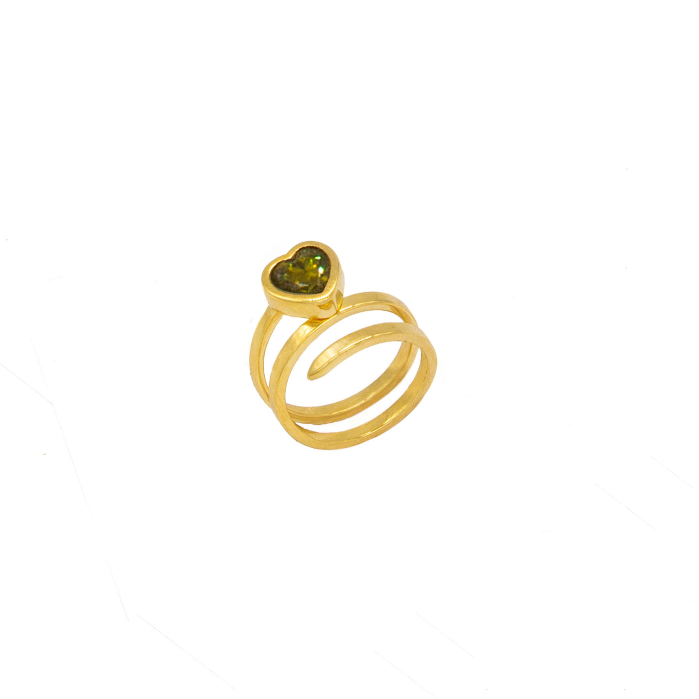 Heart Swirl Ring - Olive